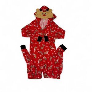 Red Christmas onesie with hood